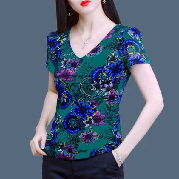 2020 summer fashion foreign style printed loose casual versatile silk imitation short coat t-shirt sleeve t-shirt slim apwis, White
2020 summer fashion foreign style printed loose casual versatile silk imitation short coat t-shirt sleeve t-shirt slim apwis, White