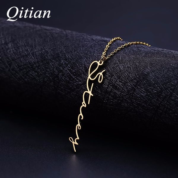 handwriting jewelry custom signature pendant choker female personalized vertical name necklace for women gift q1113, Silver
handwriting jewelry custom signature pendant choker female personalized vertical name necklace for women gift q1113, Silver