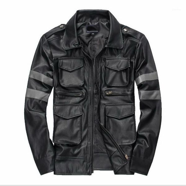 2019 new arrival men leather jacket men turn-down collar color-pocket leather jackets pu handsome multi-pocket coat1, Black
2019 new arrival men leather jacket men turn-down collar color-pocket leather jackets pu handsome multi-pocket coat1, Black