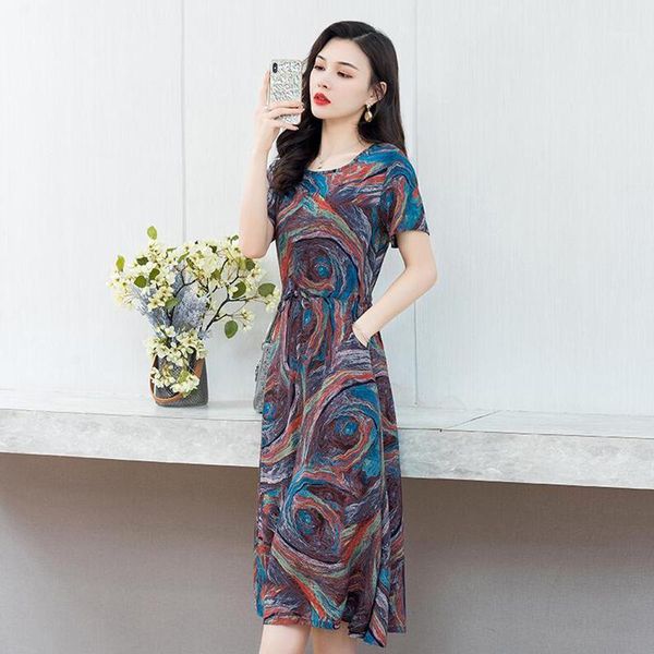 2020 middle-aged mother summer dress loose plus size 5xl print cotton dresses casual o-neck short sleeve party dress vestidos1, Black;gray
2020 middle-aged mother summer dress loose plus size 5xl print cotton dresses casual o-neck short sleeve party dress vestidos1, Black;gray