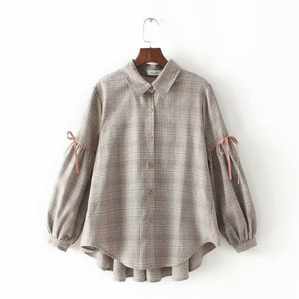 size ribbon lanterns sleeves cotton women a -line blouse 2019 spring casual ladies plaid gray brown loose bottom shirts female1 women's, White
size ribbon lanterns sleeves cotton women a -line blouse 2019 spring casual ladies plaid gray brown loose bottom shirts female1 women's, White