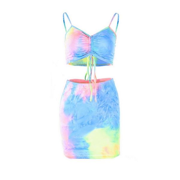 women's tie-dye camisole set strappy tube skirt suit summer mujer 2 suits high waisted summer clothing wild mini skirt, White;red
women's tie-dye camisole set strappy tube skirt suit summer mujer 2 suits high waisted summer clothing wild mini skirt, White;red