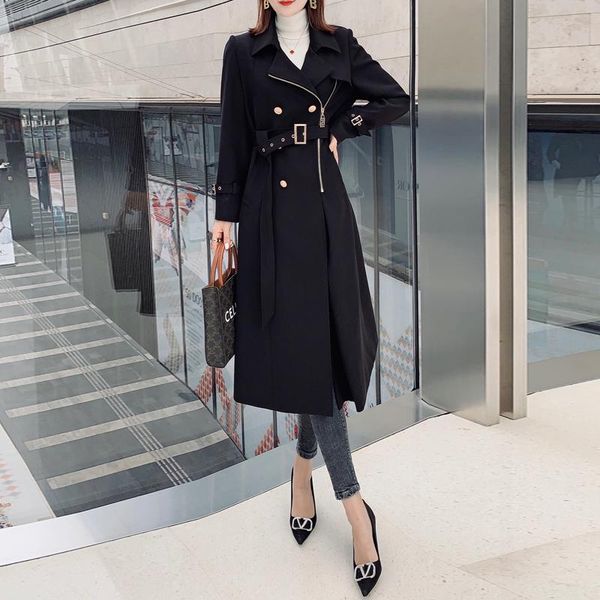 windbreaker autumn winter new women's lapel zipper belt slim fit casual vintage fashion midi jacket, Tan;black
windbreaker autumn winter new women's lapel zipper belt slim fit casual vintage fashion midi jacket, Tan;black