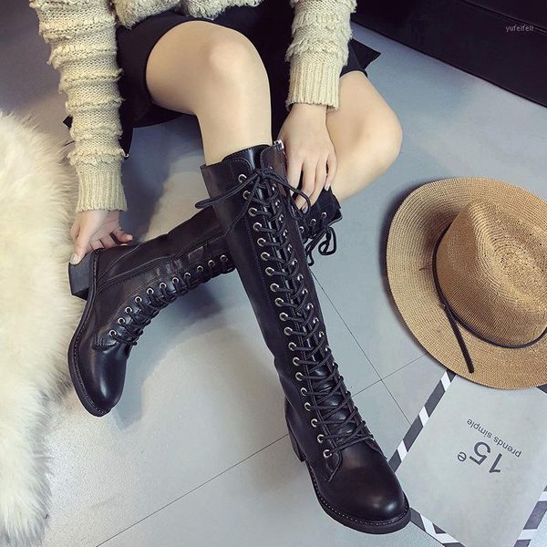 women in boots new women's british style high boots lace up thick heel medium heel knight women1, Black
women in boots new women's british style high boots lace up thick heel medium heel knight women1, Black