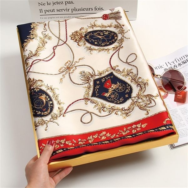 women scarf 88*88cm brand shawls and wraps for ladies vintage yellow printed 100% silk scarves square bandana y201007, Blue;gray
women scarf 88*88cm brand shawls and wraps for ladies vintage yellow printed 100% silk scarves square bandana y201007, Blue;gray