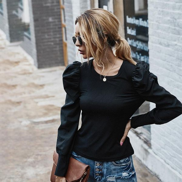 women new solid o-neck slim t shirt full sleeve t shirt autumn winter puff sleeve vintage1, White
women new solid o-neck slim t shirt full sleeve t shirt autumn winter puff sleeve vintage1, White