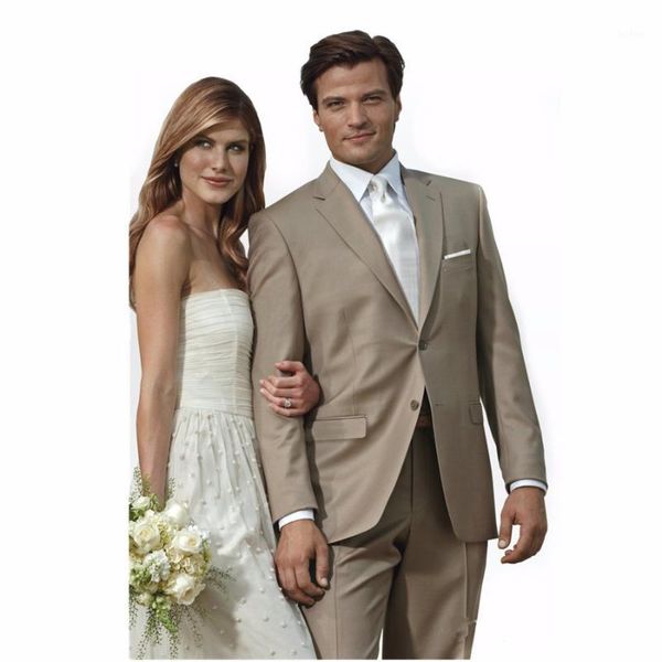 two buttons groomsmen notch lapel groom tuxedos khaki mens suits wedding man (jacket+pants+tie+hankerchief) b7351, White;black
two buttons groomsmen notch lapel groom tuxedos khaki mens suits wedding man (jacket+pants+tie+hankerchief) b7351, White;black