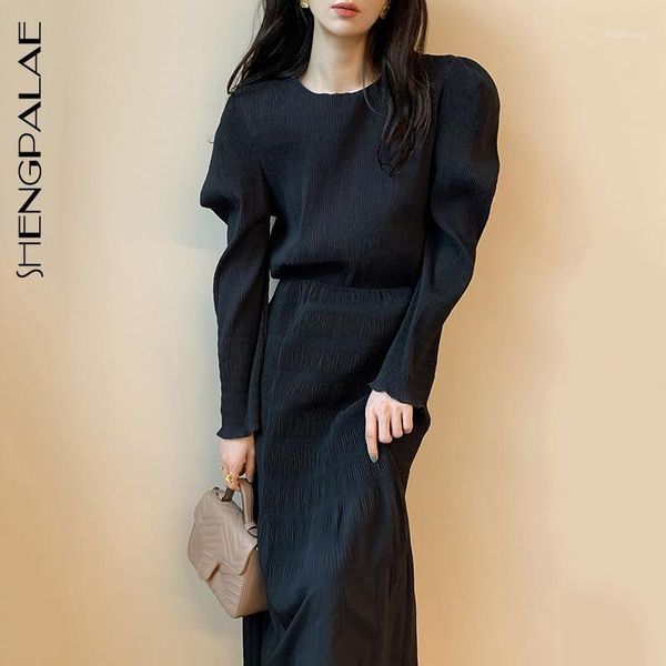 shengpalae 2020 autumn women's korean chic round neck pleated puff sleeve shirt + high waisted long skirt two piece sets 5a1631, Gray
shengpalae 2020 autumn women's korean chic round neck pleated puff sleeve shirt + high waisted long skirt two piece sets 5a1631, Gray