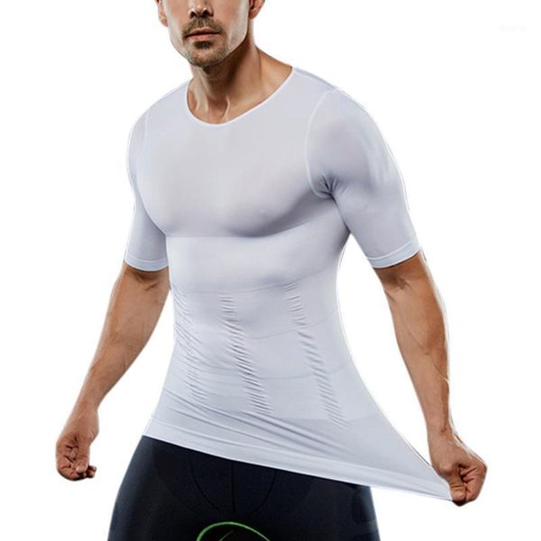 men compression short sleeve t-shirt belly control body build shapewear summer slimming shaper mu86691, White;black
men compression short sleeve t-shirt belly control body build shapewear summer slimming shaper mu86691, White;black