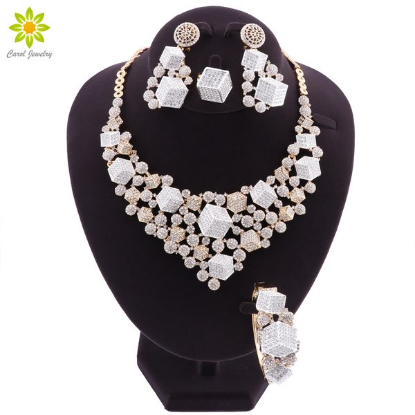 dubai fashion jewelry sets rectangle gold color necklace bracelet party women earrings wedding crystal ring jewelry, Silver
dubai fashion jewelry sets rectangle gold color necklace bracelet party women earrings wedding crystal ring jewelry, Silver