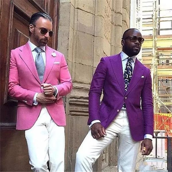 pink/purple wedding tuxedos for groom 2 piece slim fit men suits set shawl lapel custom prom business men jacket with pants1, White;black 
pink/purple wedding tuxedos for groom 2 piece slim fit men suits set shawl lapel custom prom business men jacket with pants1, White;black