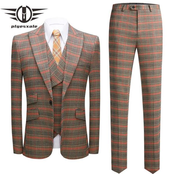 men's suits & blazers plyesxale brand elegant plaid suit for men 3 pieces mens wedding tuxedos prom dresses dinner party christmas 6xl, White;black
men's suits & blazers plyesxale brand elegant plaid suit for men 3 pieces mens wedding tuxedos prom dresses dinner party christmas 6xl, White;black