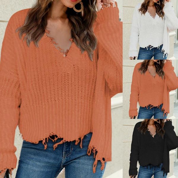 women knitted sweater for women autumn ripped v-neck loose sweater pullovers oversized ladies tassel 1, White;black
women knitted sweater for women autumn ripped v-neck loose sweater pullovers oversized ladies tassel 1, White;black