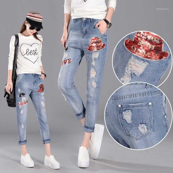 woman jeans high waist loose harem pants korean style sequined hole pockets office lady denim ankle-length pants 2020 fashion1, Blue
woman jeans high waist loose harem pants korean style sequined hole pockets office lady denim ankle-length pants 2020 fashion1, Blue