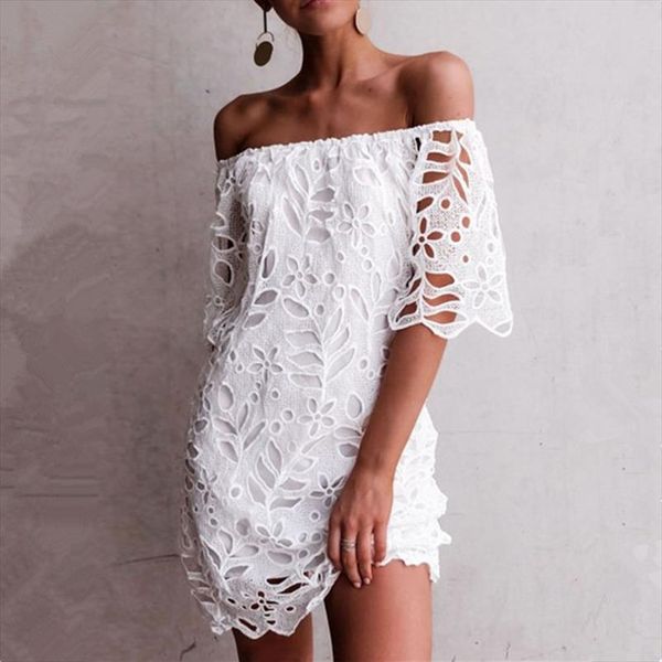 hollow out white lace dress women off shoulder short sleeve elegant mini backless dress femme see through vestidos mujer, Black;gray
hollow out white lace dress women off shoulder short sleeve elegant mini backless dress femme see through vestidos mujer, Black;gray