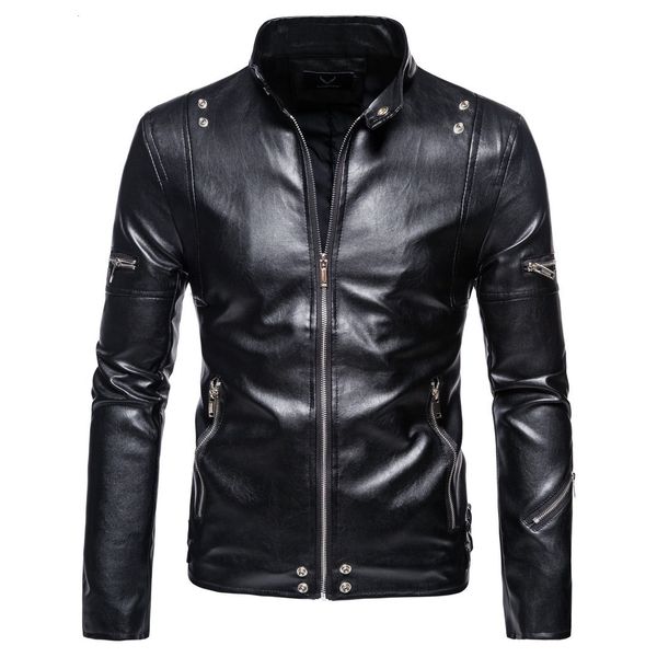 autumn new large men's stand collar pu fashion leather jacket trend black coat b059, Black;brown
autumn new large men's stand collar pu fashion leather jacket trend black coat b059, Black;brown