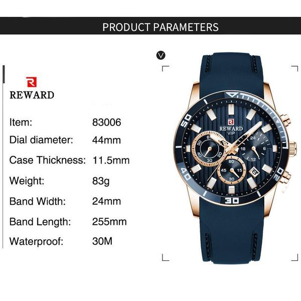 reward mens watches brand luxury blue quartz watch chronograph men silicone waterproof date sport wrist watch man male clock, Slivery;brown
reward mens watches brand luxury blue quartz watch chronograph men silicone waterproof date sport wrist watch man male clock, Slivery;brown