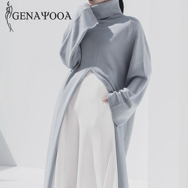 genayooa womens turtleneck pullover sweater long sleeve vintage loose knit sweater split solid long jumper ladies korean style, White;black
genayooa womens turtleneck pullover sweater long sleeve vintage loose knit sweater split solid long jumper ladies korean style, White;black