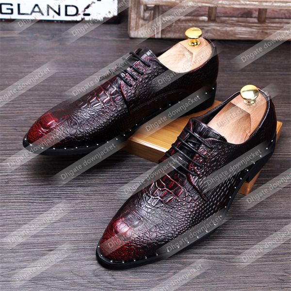 men's crocodile grain genuine leather dress shoes fashion man pointed toe casual wedding party oxfords mens lace-up business flats, Black
men's crocodile grain genuine leather dress shoes fashion man pointed toe casual wedding party oxfords mens lace-up business flats, Black