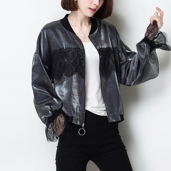 women's jackets spring jacket women lace long sleeve zipper korean basic short coat female casual baseball uniform bomber windbreaker, Black;brown
women's jackets spring jacket women lace long sleeve zipper korean basic short coat female casual baseball uniform bomber windbreaker, Black;brown