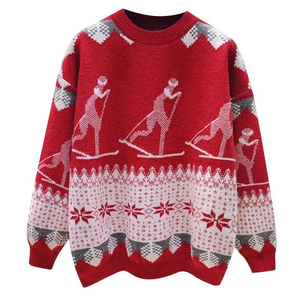 women's sweaters 2021 autumn winter women thicken warm base sweater fashion contrast color retro pattern knitted, White;black
women's sweaters 2021 autumn winter women thicken warm base sweater fashion contrast color retro pattern knitted, White;black