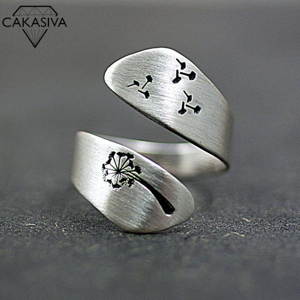 cluster rings dandelion seed 925 silver hand brushed winding ring vintage jewelry for women, Golden;silver 
cluster rings dandelion seed 925 silver hand brushed winding ring vintage jewelry for women, Golden;silver