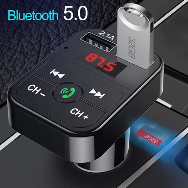 

car bluetooth 5.0 fm transmitter wireless handsaudio receiver auto mp3 player 2.1a dual usb fast charger car accessories