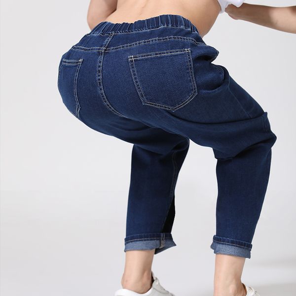 jeans woman plus size harem pants high elastic waist softener loose lady denim pants 5xl 6xl 7xl lj200811, Blue
jeans woman plus size harem pants high elastic waist softener loose lady denim pants 5xl 6xl 7xl lj200811, Blue