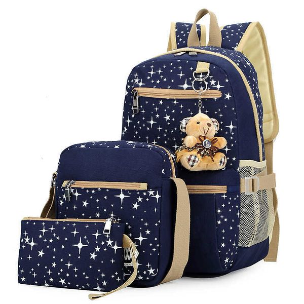four piece student backpack women's korean canvas printed large capacity backpack college and junior high school schoolbag
four piece student backpack women's korean canvas printed large capacity backpack college and junior high school schoolbag