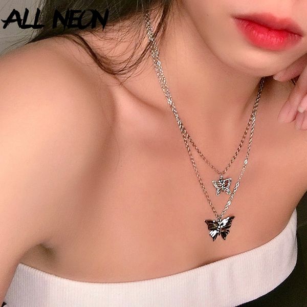 allneon fashion chic double butterfly suspension chain chokers sweet y2k stainless steel necklace e-girl punk woman's accesories, White
allneon fashion chic double butterfly suspension chain chokers sweet y2k stainless steel necklace e-girl punk woman's accesories, White