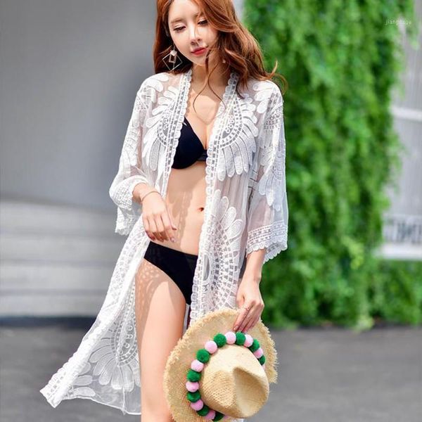 women summer blouse ladies long crochet chiffon swimwear beach loose cardigan casual vintage blouse 1, White
women summer blouse ladies long crochet chiffon swimwear beach loose cardigan casual vintage blouse 1, White