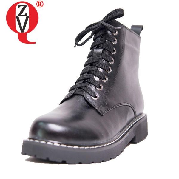 zvq genuine leather ankle boots women autumn winter low heel woman shoes cross tied side zipper round toe quality black booties
zvq genuine leather ankle boots women autumn winter low heel woman shoes cross tied side zipper round toe quality black booties