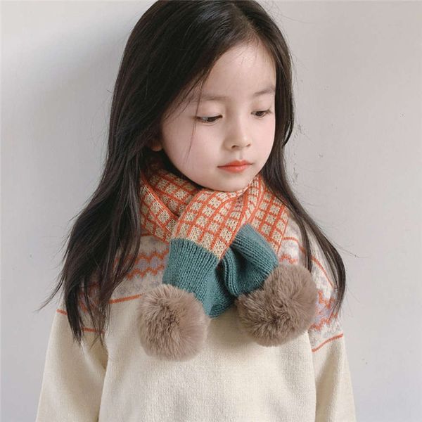 new korean plaid winter cross children's contrast color knitted warm baby bib double ball long scarf qftl, Red;brown
new korean plaid winter cross children's contrast color knitted warm baby bib double ball long scarf qftl, Red;brown