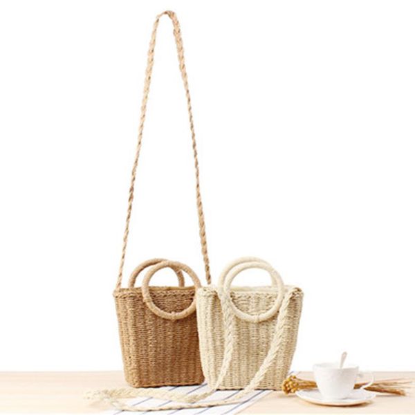 summer women new small fresh hand woven bag in holiday beach straw bag female paper