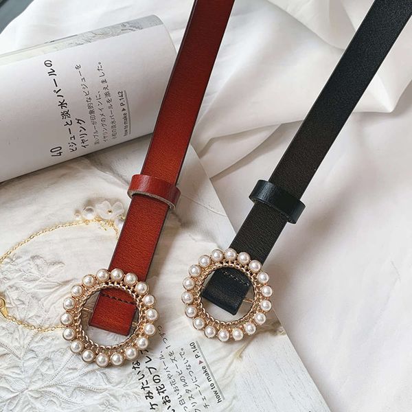 round button pearl fresh thin women's dress with skirt decoration two layer leather belt, Black;brown
round button pearl fresh thin women's dress with skirt decoration two layer leather belt, Black;brown
