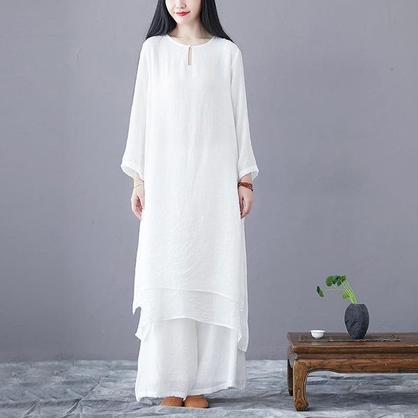 16dtd artistic zen solid set and long linen yoga loose tea suit cotton sleeve cotton linen women's two-piece color 2020 spring new qc3r, Gray 
16dtd artistic zen solid set and long linen yoga loose tea suit cotton sleeve cotton linen women's two-piece color 2020 spring new qc3r, Gray