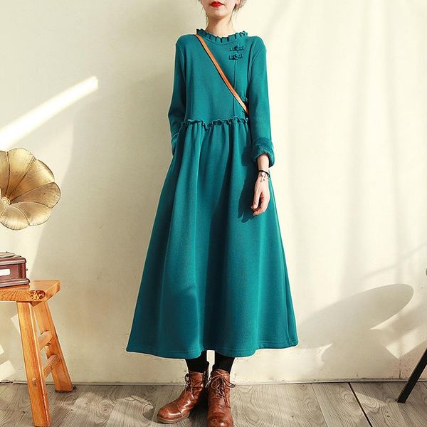 winter thicker fleece dress women retro warm all-match dress women new casual loose pocket button vintage vintage, Black;gray
winter thicker fleece dress women retro warm all-match dress women new casual loose pocket button vintage vintage, Black;gray