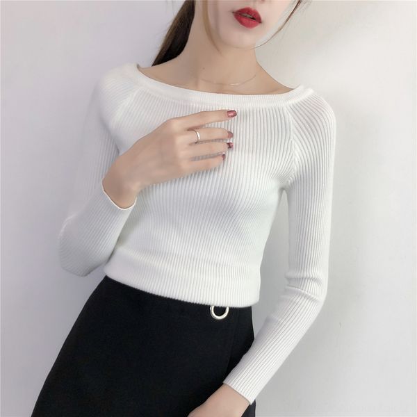 новая корейская версия slim fit тонкий длинный рукав одна линия воротник футболки с пассивом топ топ sweatert футболку sweaterand женщин сви, White;black 
новая корейская версия slim fit тонкий длинный рукав одна линия воротник футболки с пассивом топ топ sweatert футболку sweaterand женщин сви, White;black