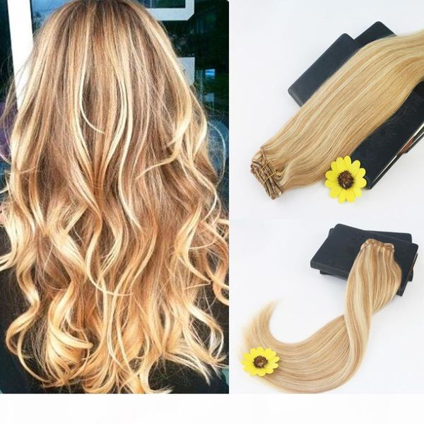 7pcs 120g piano color #27 fading to #613 brazilian remy hair 14-24" straight hair full set clip in hair extensions, Black;brown
7pcs 120g piano color #27 fading to #613 brazilian remy hair 14-24" straight hair full set clip in hair extensions, Black;brown
