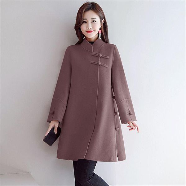 women's wool & blends m-2xl women woolen coat autumn winter vintage stand collar loose plus size outwear female wedding chinese style c, Black
women's wool & blends m-2xl women woolen coat autumn winter vintage stand collar loose plus size outwear female wedding chinese style c, Black