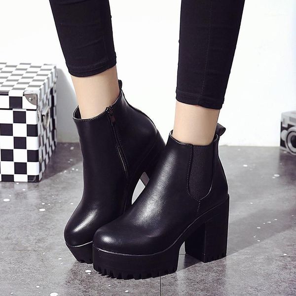 boots shoes woman block heels thick sole leather women high heel fall winter platform ankle vrouw bottes femme haute1, Black
boots shoes woman block heels thick sole leather women high heel fall winter platform ankle vrouw bottes femme haute1, Black