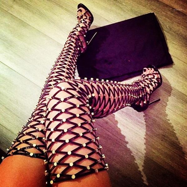 women summer shoe 2020 golden rivets studded waving hollow out women thigh boots peep toe back lace up ladies heels long boots1, Black
women summer shoe 2020 golden rivets studded waving hollow out women thigh boots peep toe back lace up ladies heels long boots1, Black