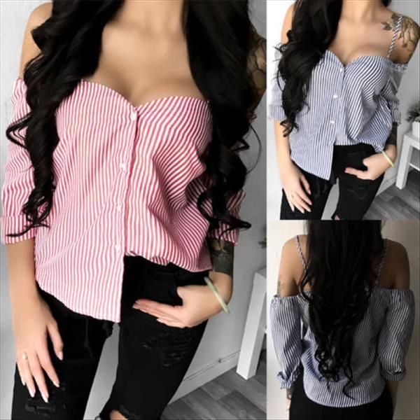 stylish ladies womens casual off shoulder long sleeve blouse striped loose summer clothes drop shipping, White
stylish ladies womens casual off shoulder long sleeve blouse striped loose summer clothes drop shipping, White