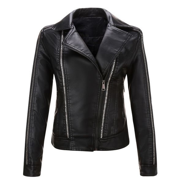 autumn 2021 new spring of plutonium and popular women's leather jacket rivet 8j5a, Black
autumn 2021 new spring of plutonium and popular women's leather jacket rivet 8j5a, Black