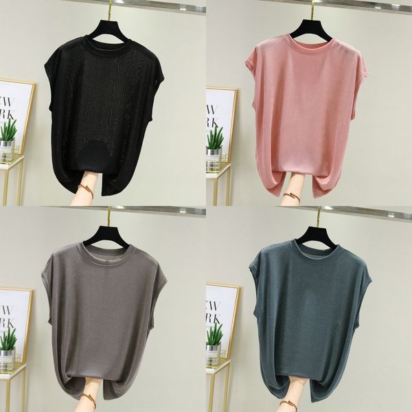 2020 summer ice silk shirt traceless back women's loose short sleeve high elastic bottomed shirt with breathable half high neck looks s, White
2020 summer ice silk shirt traceless back women's loose short sleeve high elastic bottomed shirt with breathable half high neck looks s, White