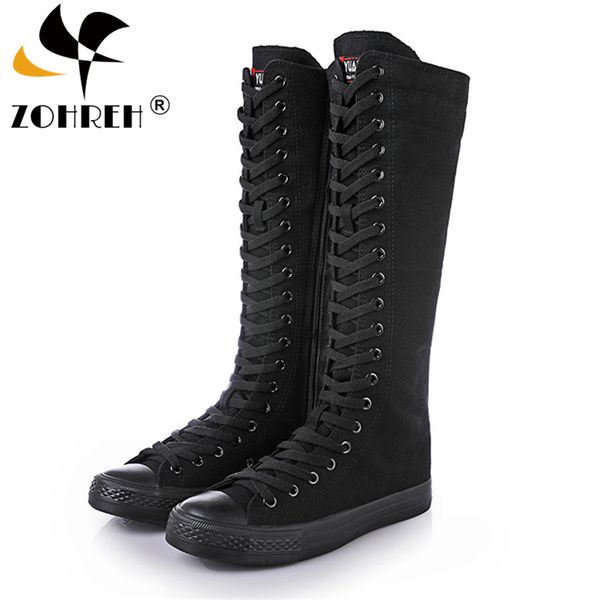 women boots2019 spring autumn women shoes canvas casual high shoes long boots lace-up zipper comfortable flat boots sneakers size 34-43, Black
women boots2019 spring autumn women shoes canvas casual high shoes long boots lace-up zipper comfortable flat boots sneakers size 34-43, Black