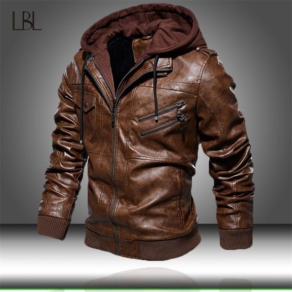 men's pu leather jacket men motorcycle hood winter coat man warm casual leather jackets male slim fit bomber windbreaker 201124, Black;brown
men's pu leather jacket men motorcycle hood winter coat man warm casual leather jackets male slim fit bomber windbreaker 201124, Black;brown