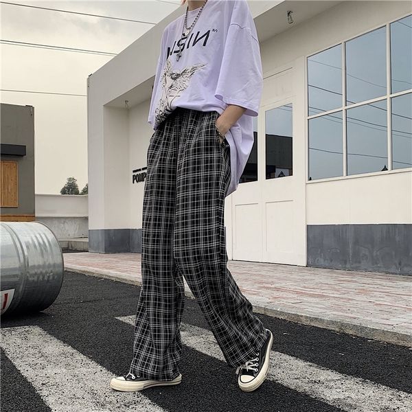 harajuku straight pants women vintage plaid loose joggers sweatpants casual high waist wide leg pants sportwear trousers y200418, Black;white
harajuku straight pants women vintage plaid loose joggers sweatpants casual high waist wide leg pants sportwear trousers y200418, Black;white