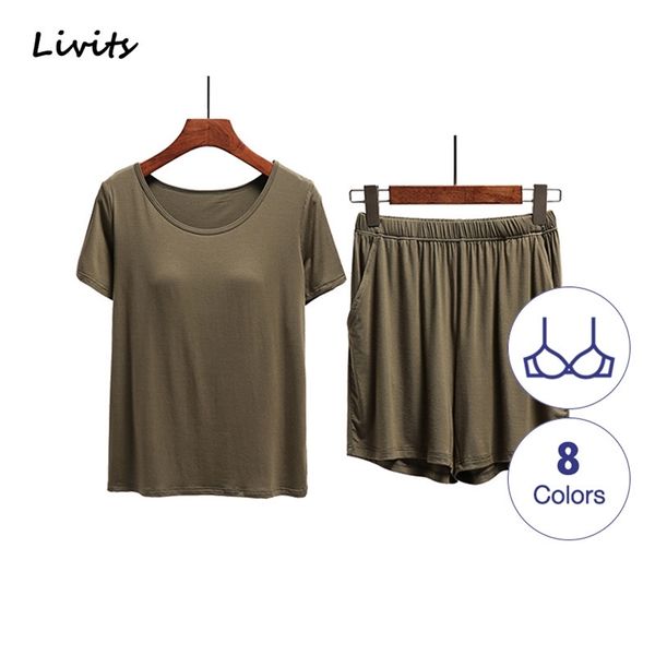 women's pajamas sets built-in bra push up modal short sleeve pajamas pyjamas sleepwear nightwear loungewear for female t200707, Black;red
women's pajamas sets built-in bra push up modal short sleeve pajamas pyjamas sleepwear nightwear loungewear for female t200707, Black;red