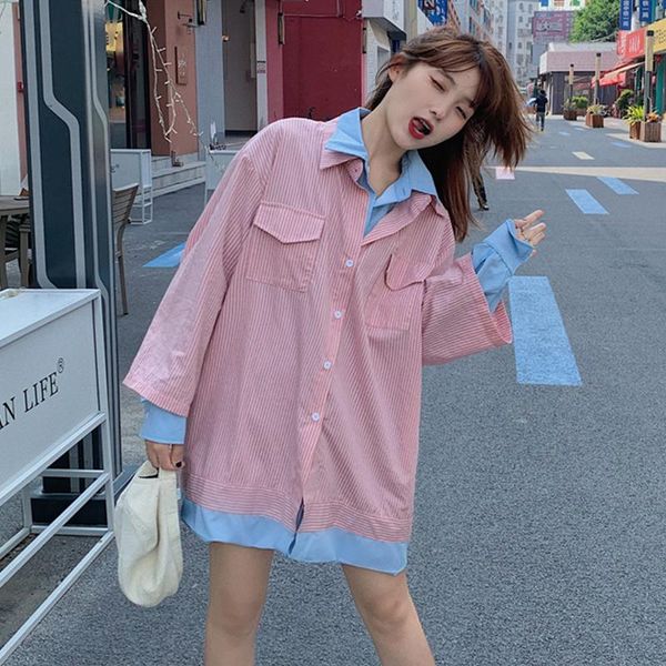 fake two pieces hipster striped loose shirts autumn korean clothes streetwear women's clothing long sleeve blouses new, White
fake two pieces hipster striped loose shirts autumn korean clothes streetwear women's clothing long sleeve blouses new, White